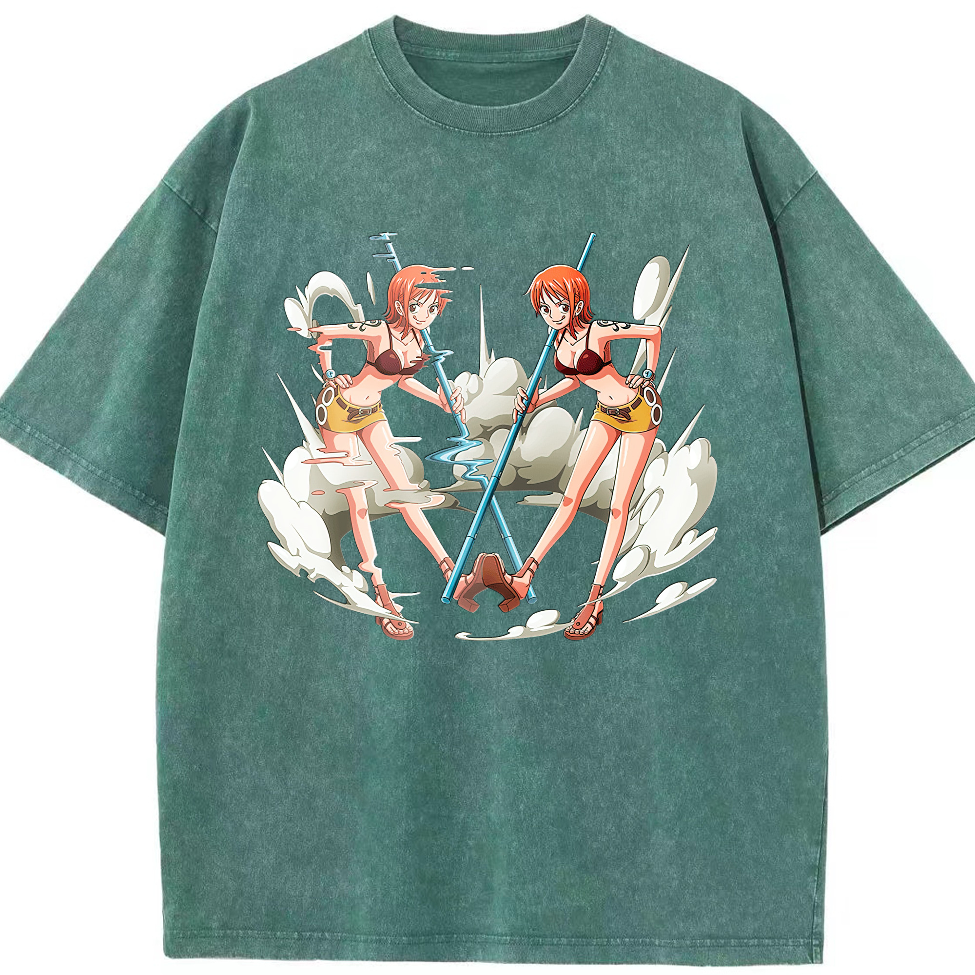 ワンピース ナミ ONE PIECE Nami 綿100% ヴィンテージ風 半袖Tシャツ（フロントプリント）